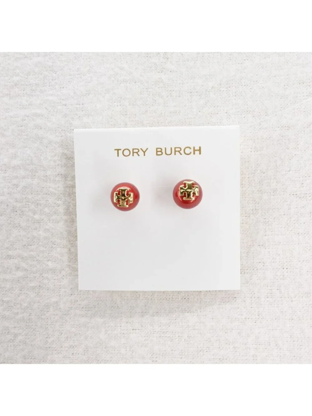 Tory Burch Kira Pearl Stud Earrings Red OS